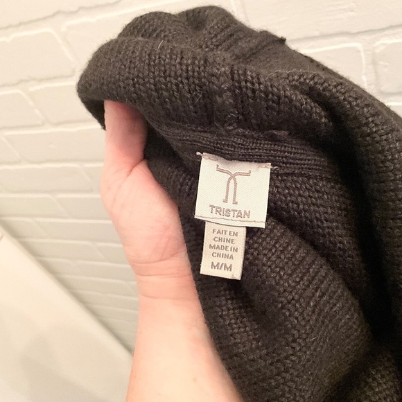 Sweater knit Long sleeve Turtleneck Oversized Black Merino Wool blend M - Picture 4 of 10